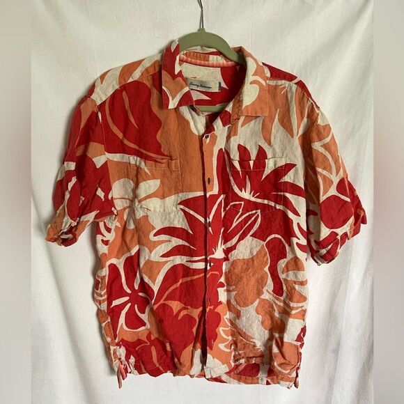 Tommy Bahama - Men's Large (L) short sleeve button down 100% linen shirt floral - Picture 1 of 6